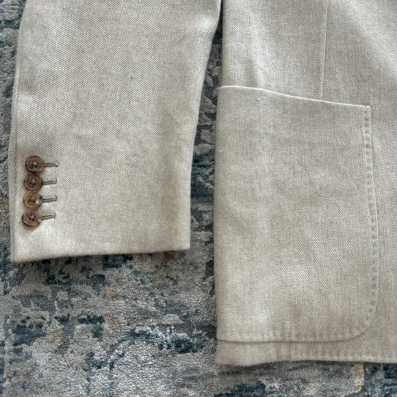 HERMES Mens linen and cotton neutral sport coat blazer jacket - Picture 2 of 11